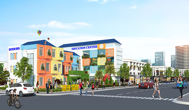 Trường học nằm trong khu đô thị BenCat City Zone.