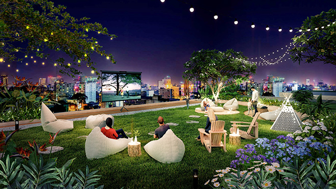 Phối cảnh Khu chiếu phim ngoài trời tại tầng 3 dự án D-Aqua