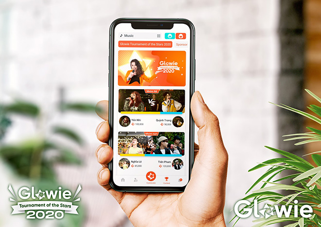 Giao diện vòng đấu đối đầu của cuộc thi của các ngôi sao 2020, trên Glowie App.
