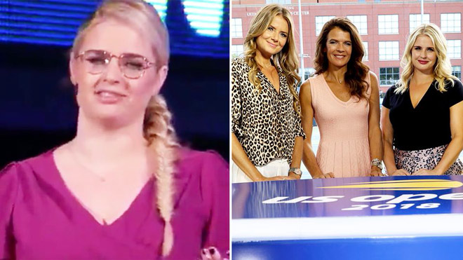 Catherine Whitaker gặp sự cố trên truyền hình, cô là một trong những bình luận viên thể thao hàng đầu của Anh