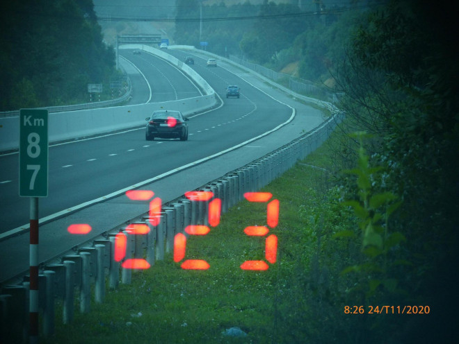Thiết bị đo tốc độ của CGST ghi lại được chiếc xe ôtô BMW chạy với tốc độ 223 km/giờ