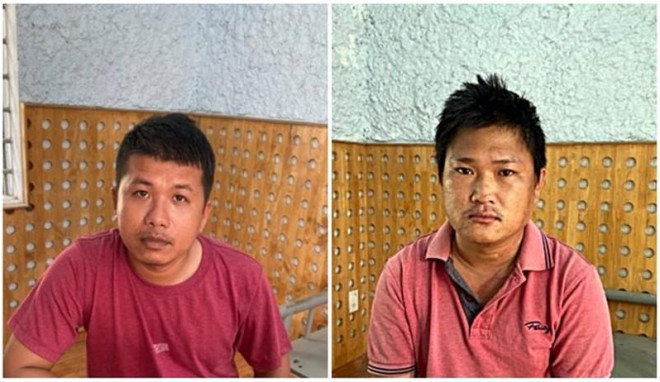 Thọ (trái) và Cư tại cơ quan điều tra.