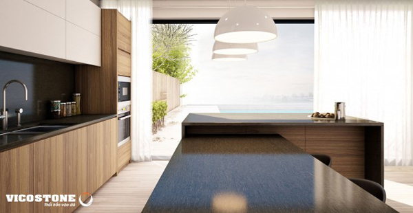 Mặt đá Vicostone - Eramosa mô phòng gần như trọn vẹn những hoa vân gỗ của các thân gỗ lớn.