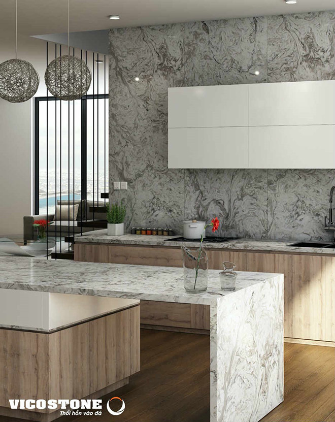 Nguồn cảm hứng thiên nhiên luôn hiện hữu trong các sản phẩm của Vicostone (Nguồn: Vicostone mẫu Alanvache BQ8829)