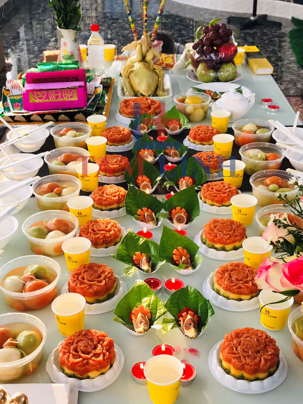 Mâm lễ cúng đầy tháng bé gái đơn giản