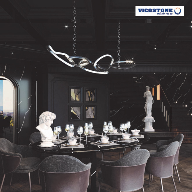 Đá Vicostone Nero Marquina- BQ8740 mang đến sự sang trọng, quý phái cho không gian