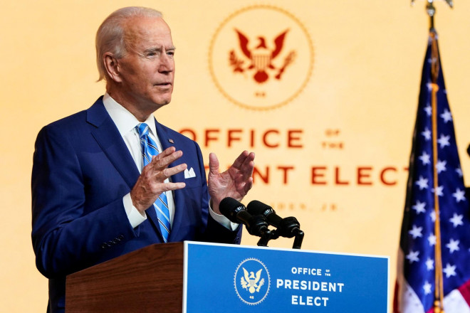 Ông Joe Biden phát biểu tại TP Wilmington, bang Delaware - Mỹ hôm 25-11 Ảnh: Reuters