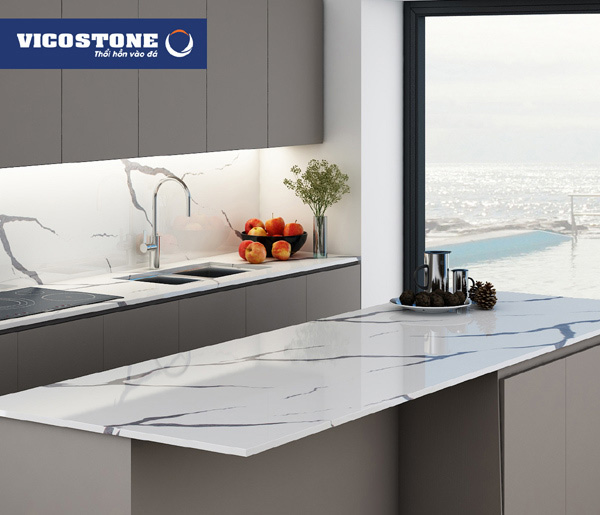 Mặt đá Vicostone có độ cứng 7/10 so với kim cương (theo thang Mohs)