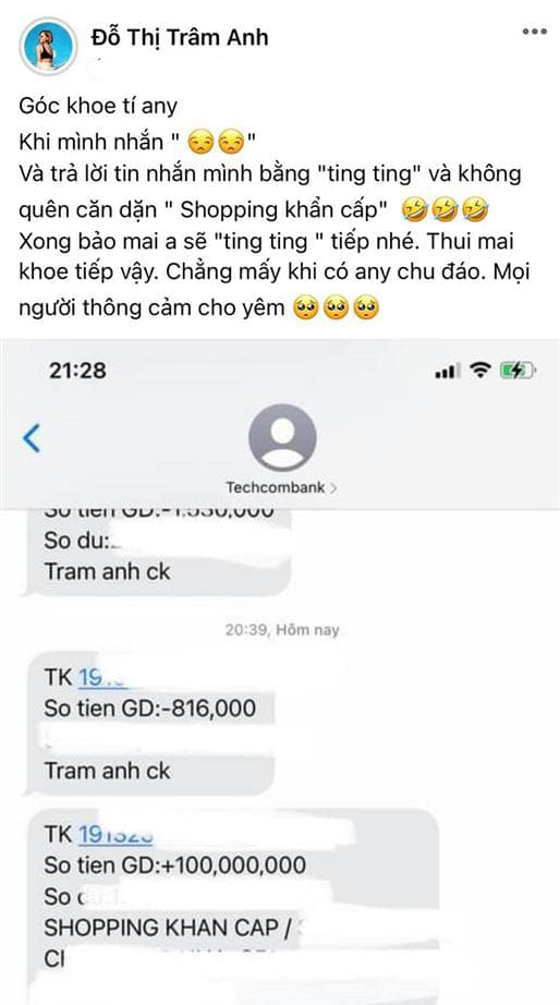 Hot girl Trâm Anh vừa than "buồn", bạn trai liền chuyển khoản ngay 100 triệu - 2