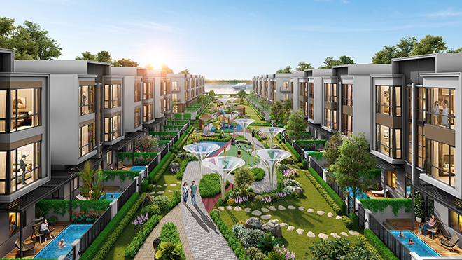 Đảo Phượng Hoàng gây ấn tượng với kiến trúc nhiệt đới hiện đại cùng chuỗi tiện ích xanh đẳng cấp.