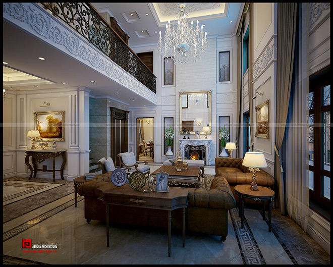 Thiết kế nội thất phòng khách biệt thự Quảng Ninh