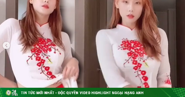 Thần vệ nữ béo xứ hàn diện áo dài việt nam nhảy sexy để lộ nội y sau lớp vải mỏng