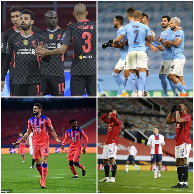 3 trong 4 đội bóng Anh đã ghi danh vào vòng knock-out Champions League là Man City, Liverpool và Chelsea