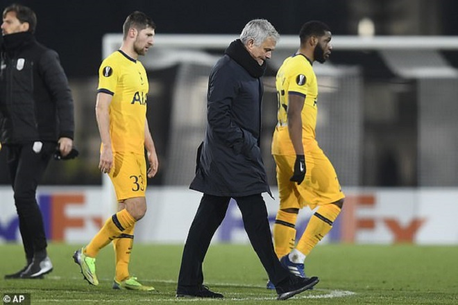 Mourinho không hài lòng về thái độ thi đấu của các cầu thủ Tottenham