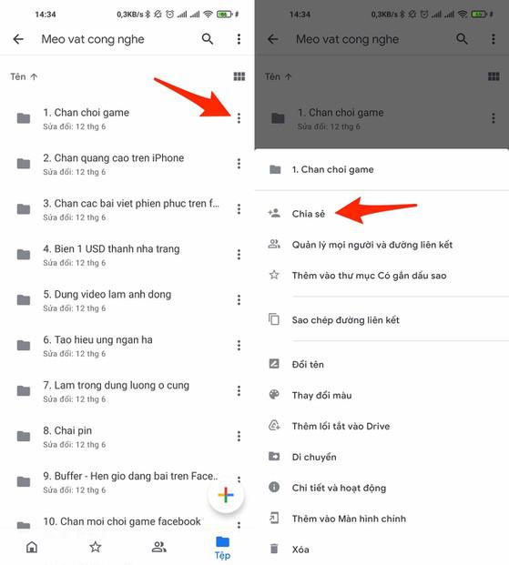 Lưu trữ và chia sẻ dữ liệu cho bạn bè, người thân thông qua Google Drive.