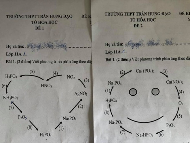 Hai mã đề kiểm tra với 2 biểu cảm khiến học sinh căng thẳng làm bài cũng phải phì cười. (Ảnh: Group Trường Người Ta)