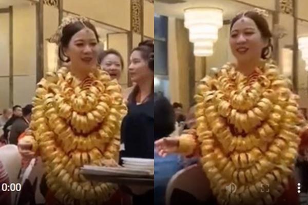 Cô dâu vui vẻ nhận quà cưới "khủng" từ họ hàng hai bên.