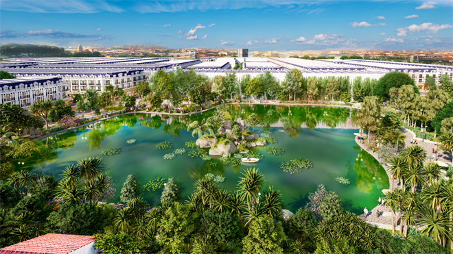 Hồ cảnh quan sinh thái ấn tượng của khu đô thị PNR Estella.