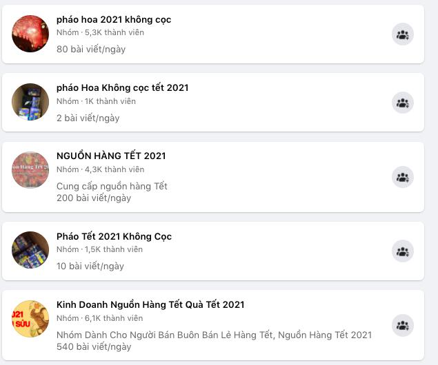 Các hội, nhóm kinh doanh công khai mặt hàng pháo nổ, pháo hoa.