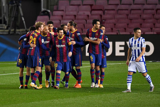 Barcelona vất vả lội ngược dòng thắng Real Sociedad 2-1 ở Nou Camp