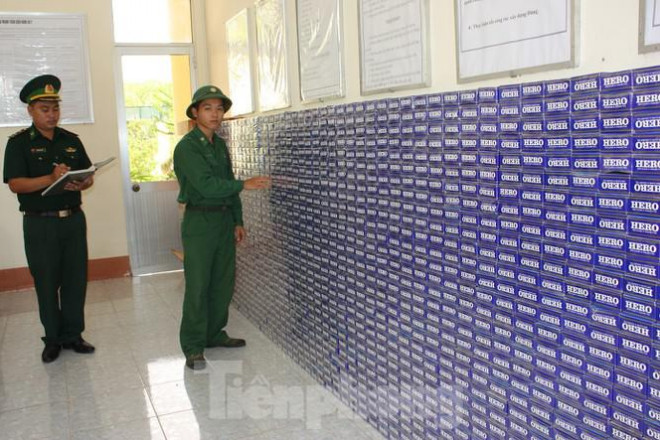 Lực lượng PCMT&TP BĐBP phát hiện và thu giữ số lượng lớn thuốc lá nhập lậu qua tuyến biên giới Tây Nam.