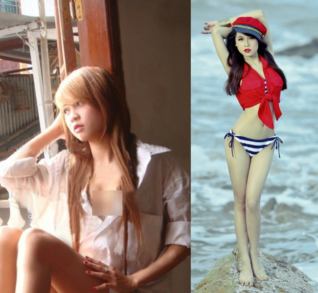 2012 cũng là năm đáng nhớ của Sam khi người đẹp bị tung ảnh nhạy cảm cùng bạn thân Kelly. Trong ảnh, hai nàng hot girl Sài thành đều mặc áo sơ mi trắng rộng và nội y đen hờ hững, lấp ló vòng 1 bên trong với tư thế khá nhạy cảm.
