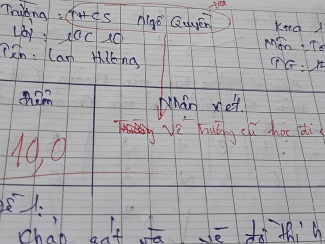 Bạn trẻ - Cuộc sống - Đạt điểm tuyệt đối, nữ sinh vẫn nhận về lời phê "đắng lòng" từ cô giáo