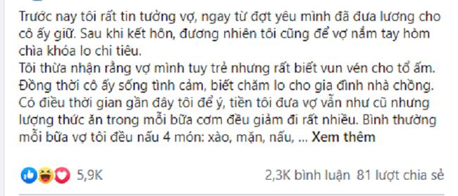 Vợ chi tiêu tháng nào cũng thâm hụt 3 triệu khiến chồng nghĩ mình "nuôi ong tay áo" - 1