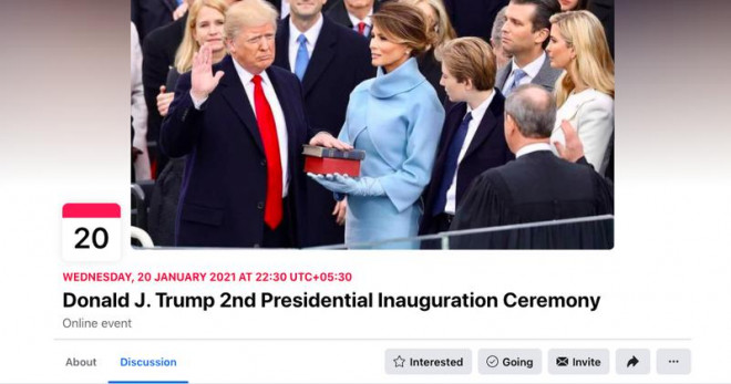 Sự kiện trực tuyến "Lễ nhậm chức nhiệm kỳ tổng thống lần thứ hai của ông Donald J. Trump" dự kiến diễn ra vào ngày 20-1-2021. Ảnh: MSN/FACEBOOK