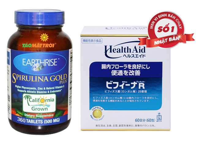 Bộ sản phẩm tăng cân Tảo Mặt trời và Men vi sinh Bifina