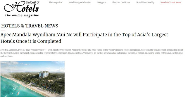  Đại diện Việt Nam xuất hiện trên The Best of Hotels Online - trang thông tin hàng đầu về khách sạn và nghỉ dưỡng