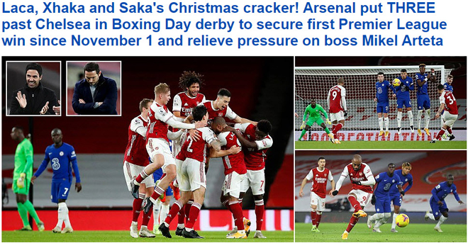 Daily Mail cũng "sốc" với chiến thắng của Arsenal trước Chelsea