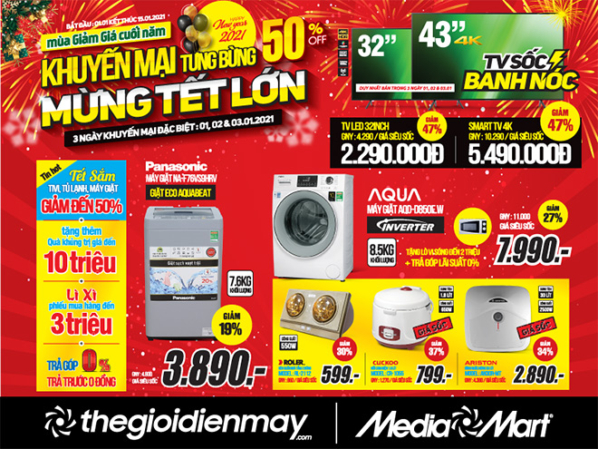 Hàng điện máy khuyến mãi lớn dịp Tết dương lịch 2021 - 1