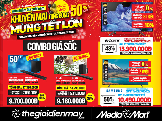 Hàng điện máy khuyến mãi lớn dịp Tết dương lịch 2021 - 2