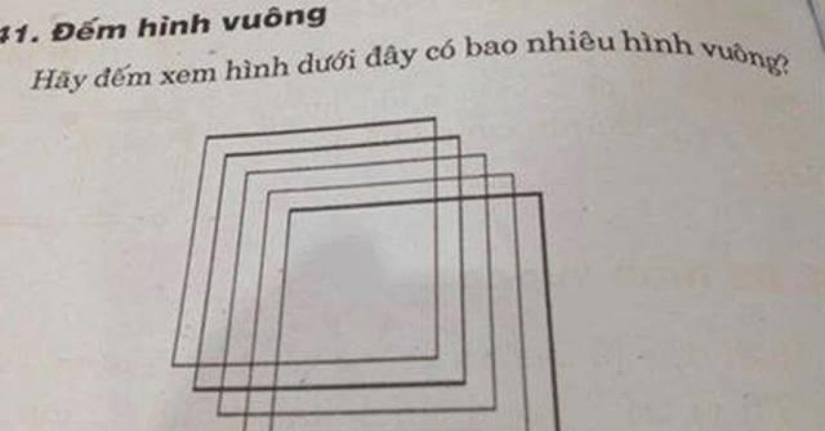 Bạn trẻ - Cuộc sống - "Rối não" trước bài toán lớp 2 "trong ảnh có bao nhiêu hình vuông", tìm đáp án "mất nửa thanh xuân"