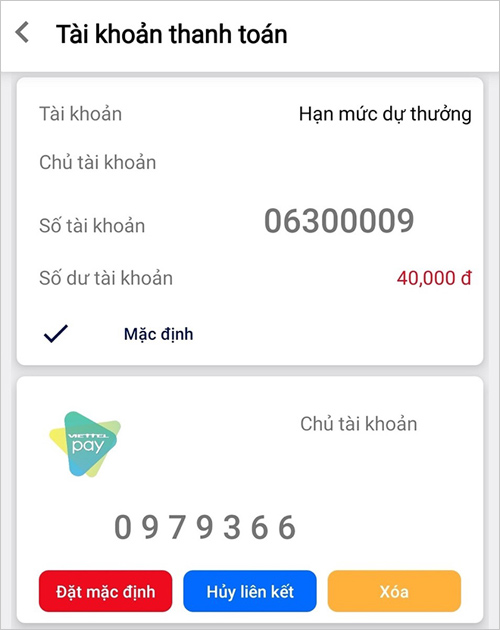 Khai báo tài khoản ngân hàng hoặc ví điện tử để thanh toán tiền vé, nhận thưởng.