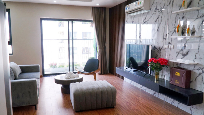 Phòng khách rộng rãi tại căn hộ 3 phòng ngủ Epic’s Home Phạm Văn Đồng