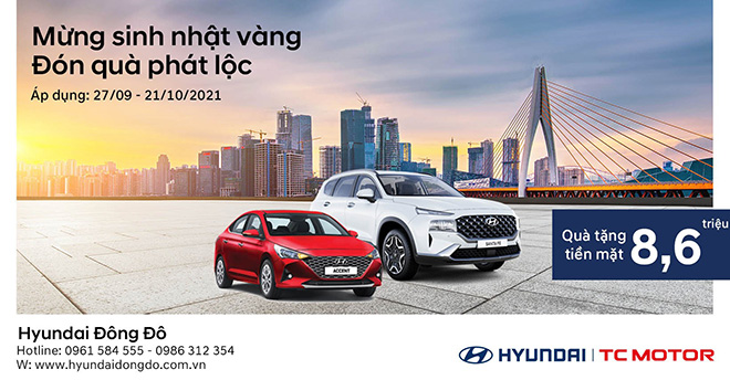 Hyundai Đông Đô khuyến mãi bán hàng và dịch vụ cực lớn mừng sinh nhật vàng tháng 10 - 2