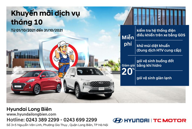 Hyundai Long Biên tưng bừng khuyến mại dịch vụ tháng 10 - 1