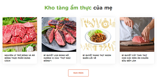 Nhiều bí quyết ẩm thực bên cạnh thông tin thai giáo tại tính năng “Sổ tay của mẹ”.