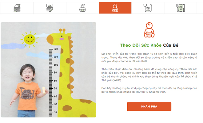 Tính năng Theo dõi sức khỏe của bé được nâng cấp.