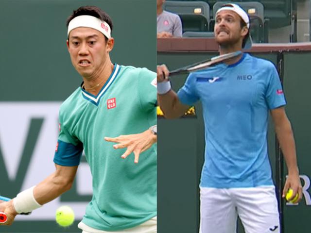 Thể thao - Hài hước Nishikori đánh bóng vào người Joao Sousa, bị dọa điều bất ngờ