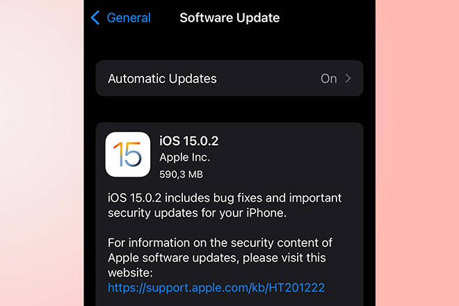 iOS 15.0.2 đã được phát hành để khắc phục một số lỗi.