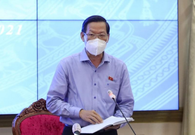 Chủ tịch UBND TP.HCM Phan Văn Mãi phát biểu tại buổi giám sát. Ảnh: TTBC