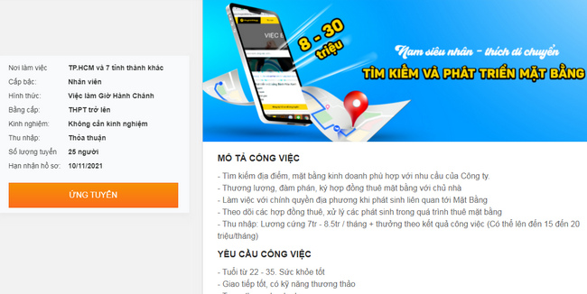 Theo Thế giới di động, mức thu nhập của ứng viên có thể lên tới 30 triệu đồng/tháng