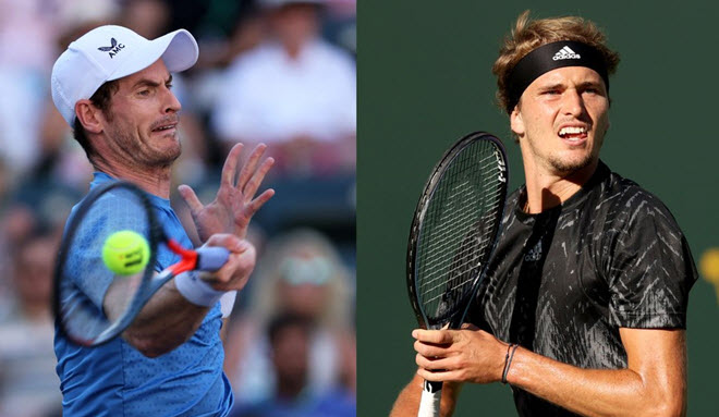 Murray (trái) khiến Medvedev chạy lên, chạy xuống