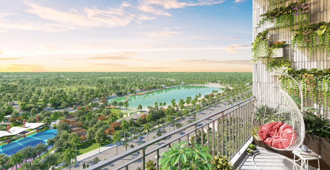 Chiêm ngưỡng công viên xanh từ ban công căn hộ