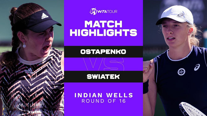 Ostapenko (trái) loại hạt giống số 2 người Ba Lan Swiatek