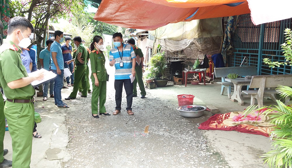 Hiện trường nơi Cường đâm chị Sang tử vong.