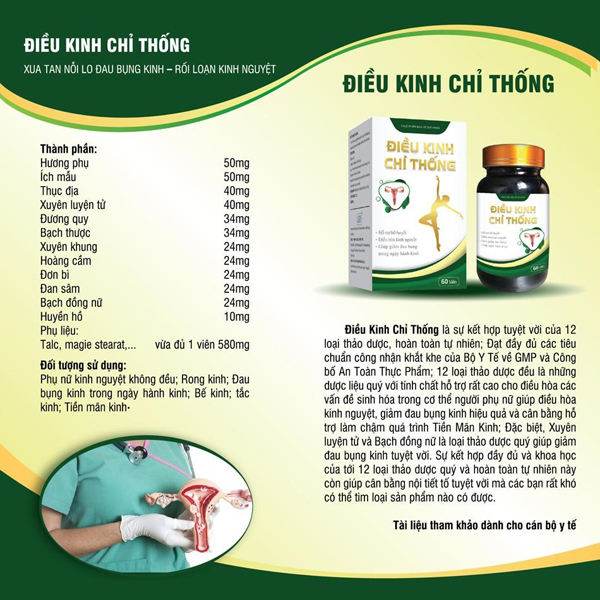 Điều Kinh Chỉ Thống - Điều hòa kinh nguyệt, giảm đau bụng kinh